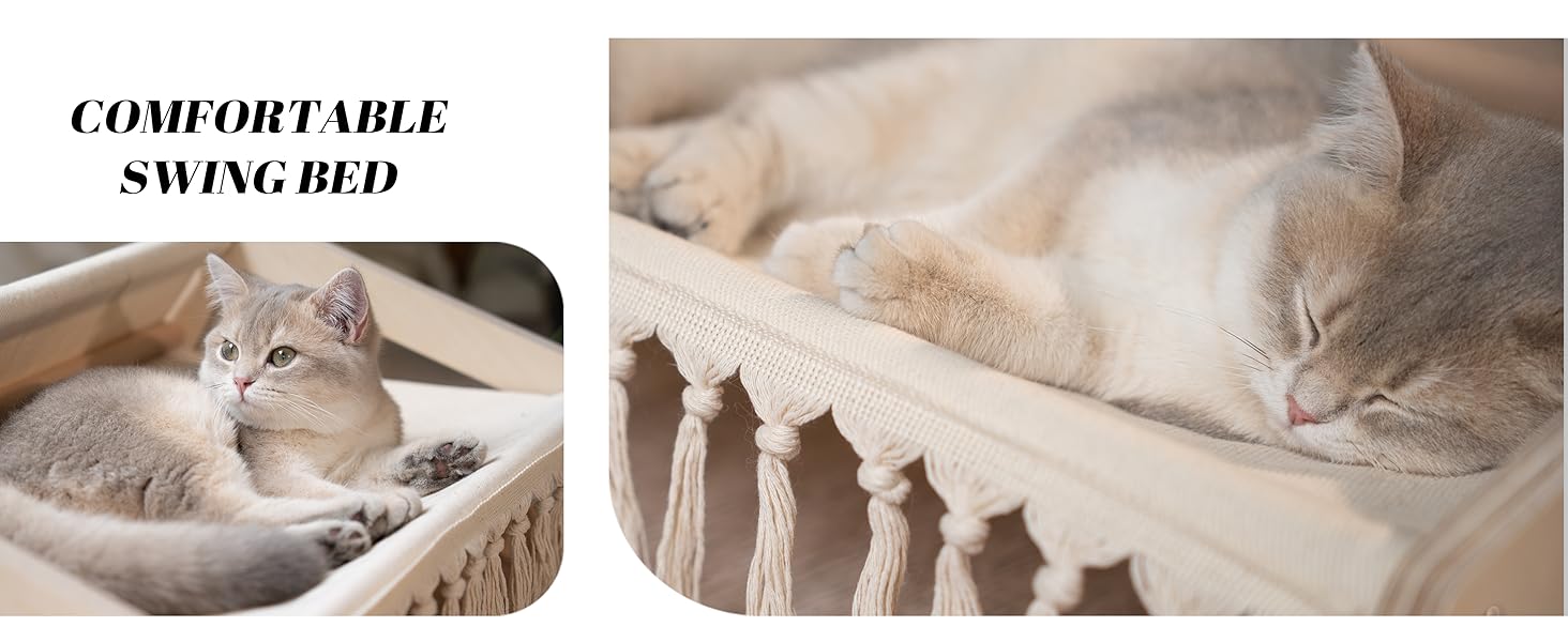 Кішка ліжко CheerPals, софа для котів з берези та бавовни, 53 x 48 см, стілець для сну, меблі для котів, підходить для літа