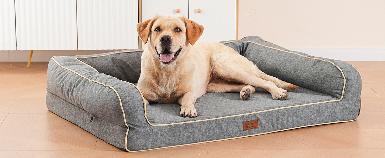 Ортопедичне ліжко для собак XL, 111x86x25 см, Memory Foam, водовідштовхувальне, сірого кольору