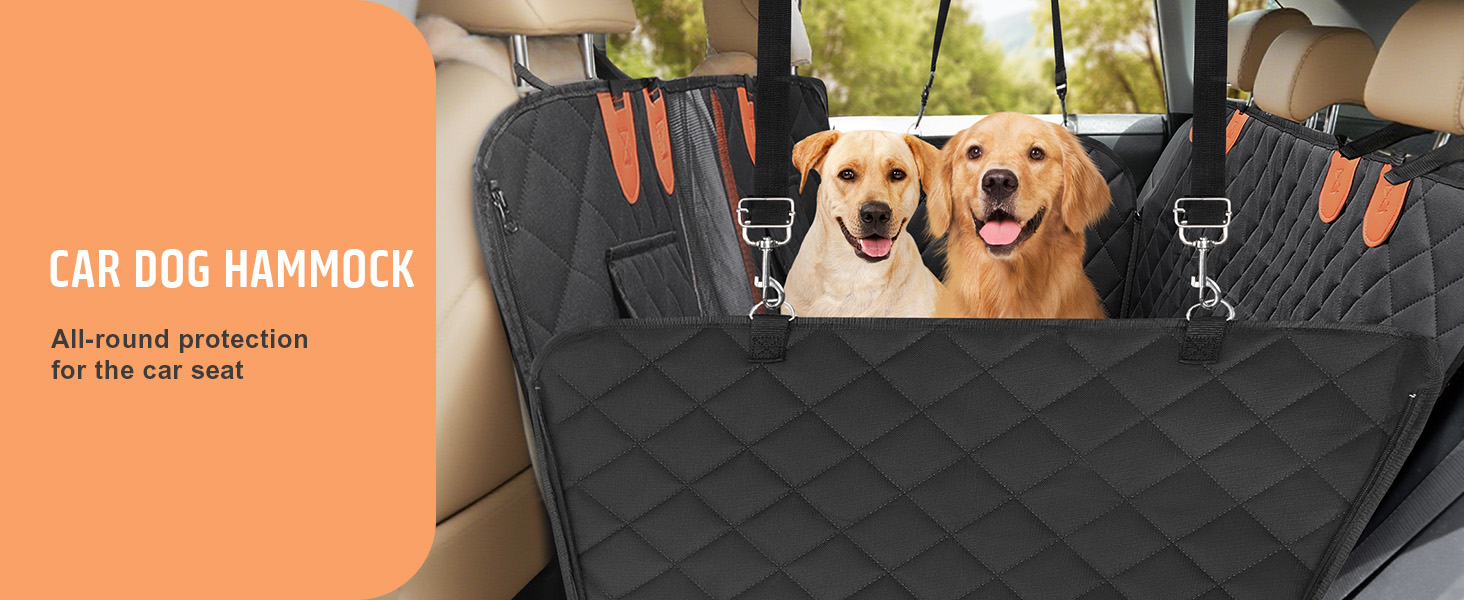 Накладна на сидіння автомобіля для собак Gimars, 157x137 см, велика, зносостійка, водовідштовхувальна, універсальна, з передньою кришкою та оглядовим вікном (чорний&оранжевий)