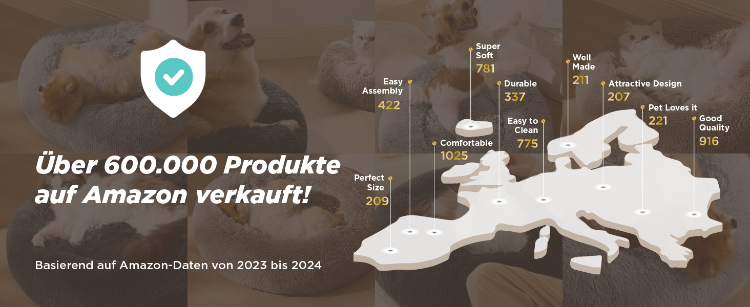 Кругле ліжко для котів BEDSURE Ø 60 см, м'яке, плюшеве, для котів та маленьких собак, 60x60x14 см