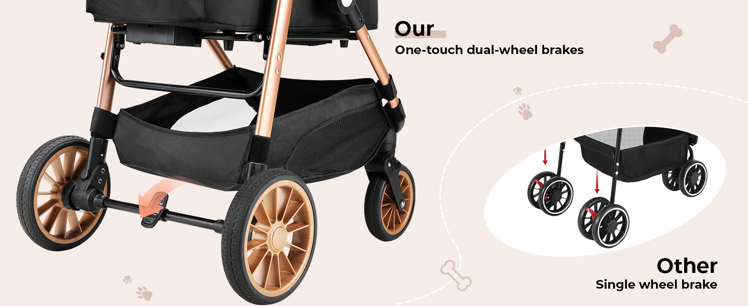 Візок для собак MAMIZO 3-в-1: переноска, візок, бугі для собак та котів (до 25 кг), чорний