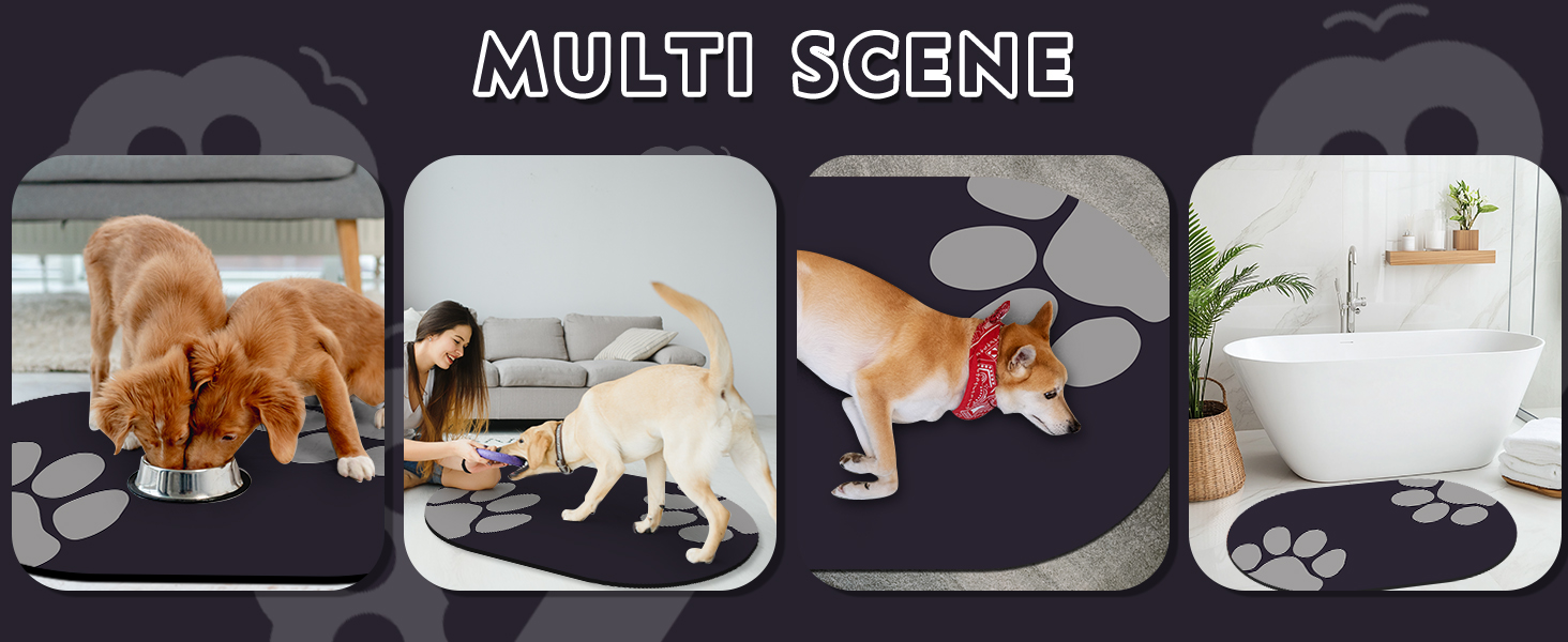 Підкладка під миску для собак та котів METEOROCK, 71x43 см, чорна, швидковисихаюча, для кількох тварин