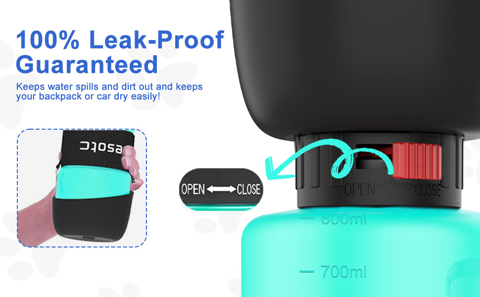 Складана пляшка для води для собак Lesotc, 1000 мл, блакитний колір (для прогулянок, подорожей, кемпінгу)