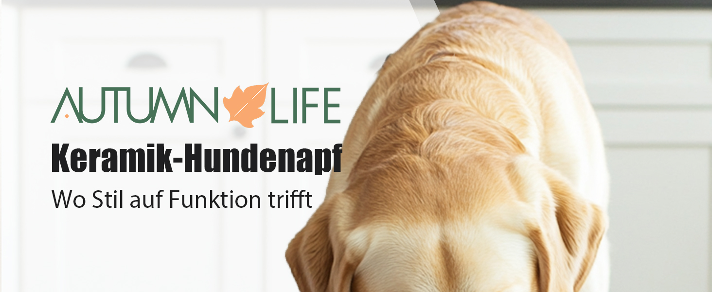 Миска для собак Autumnlife з кераміки, піднята, 2,2 л - миска для корму та води для середніх та великих собак, біла