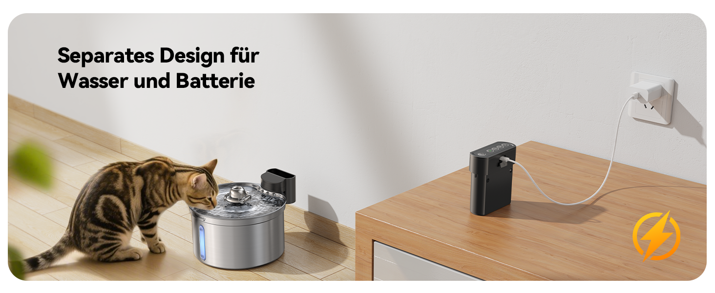 Автоматичний фонтанчик для котів та собак FEELNEEDY FN-W19, 3.5L, з датчиком, бездротовий, з акумулятором 4000mAh, 3 режими, з фільтром з активованого вугілля