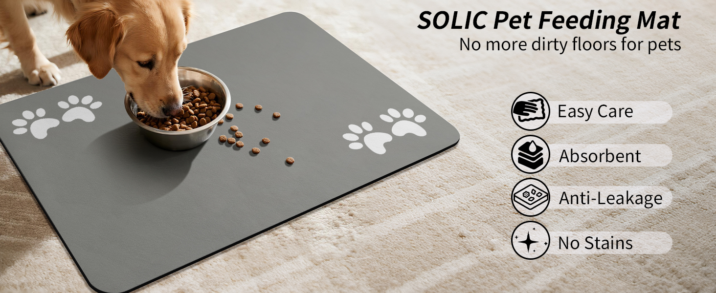 Підкладка під миску для собак та котів, швидковисихаюча, водонепроникна, з діатомової землі, 60x120 см (сіра)