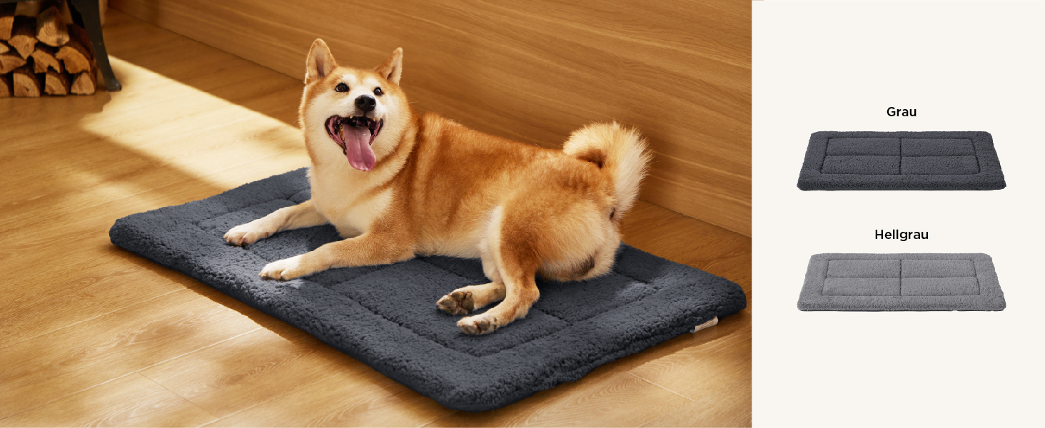 Килимок для собак середніх порід BEDSURE - 74x46 см, сірий, з шаруватим наповнювачем, Sherpa плюш, легко миється