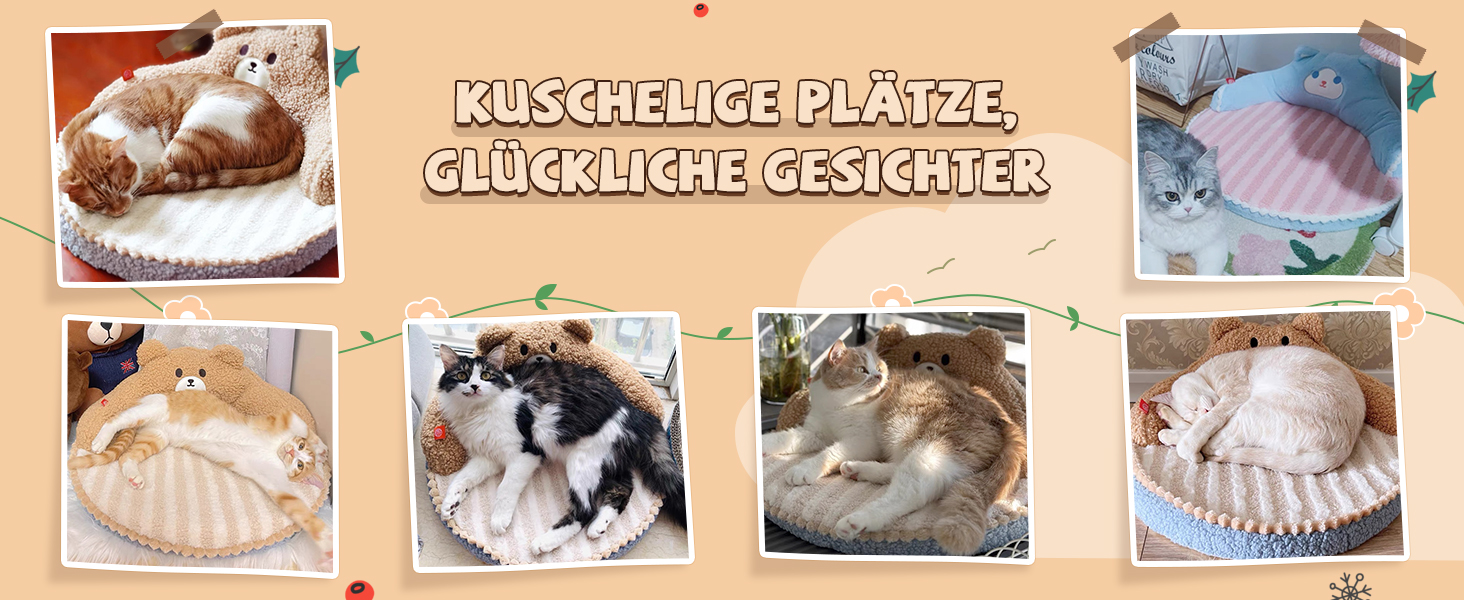 ALLSOPETS Крісло-лежанка для котів, пухнасте, тепле, кругле, для дому, знімний, пральний, для котів, кошенят та маленьких собак (Мокко Браун)