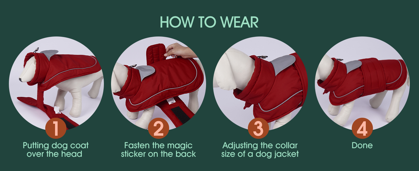 Тепла водонепроникна куртка для собак Kuoser з світловідбиваючим дизайном, шнурком на шиї, зручна застібка на липучці, червона M