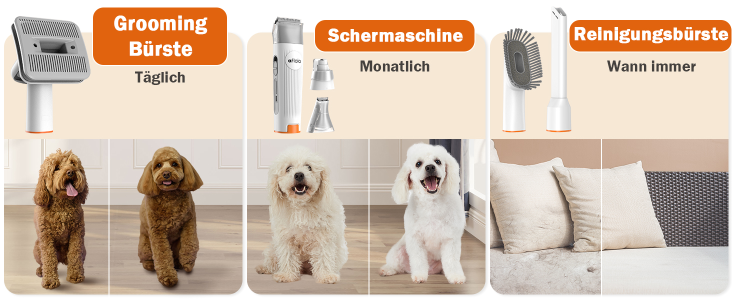 Професійна машинка для стрижки собак Afloia з пилососом, комплект догляду за домашніми тваринами, тиха машинка для собак та котів, професійна машинка для стрижки собак з 7 інструментами, об'єм 1.5л
