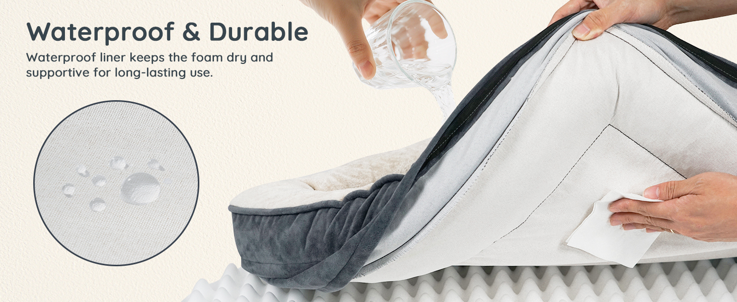 Ортопедичне ліжко для собак BELLA & PAL, 71x59 см - зручне собаче ліжко з ефектом пам'яті, водовідштовхувальний вкладиш, знімний фланелевий чохол, неслизьке дно, сіре