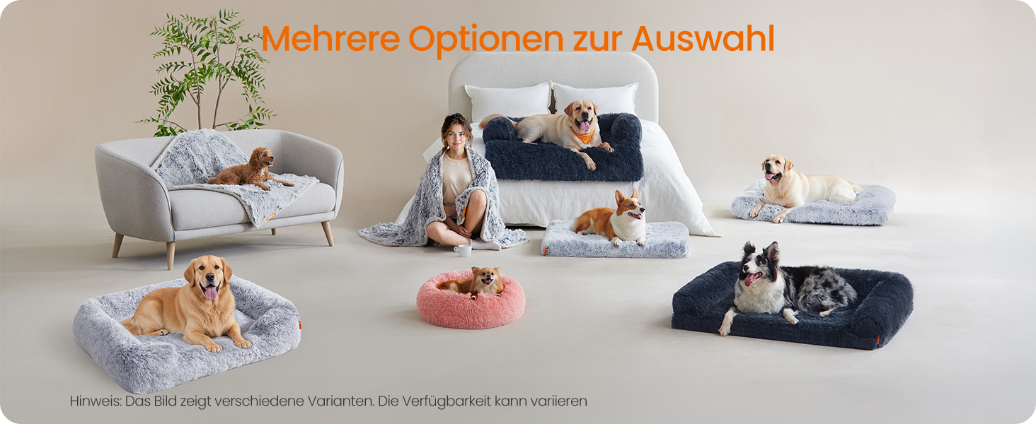 Ліжко для собак Feandrea, м'який лежак, корзина для собак, диван для собак, XL (106 x 75 x 20 см), сірий Ombré, PGW271G01