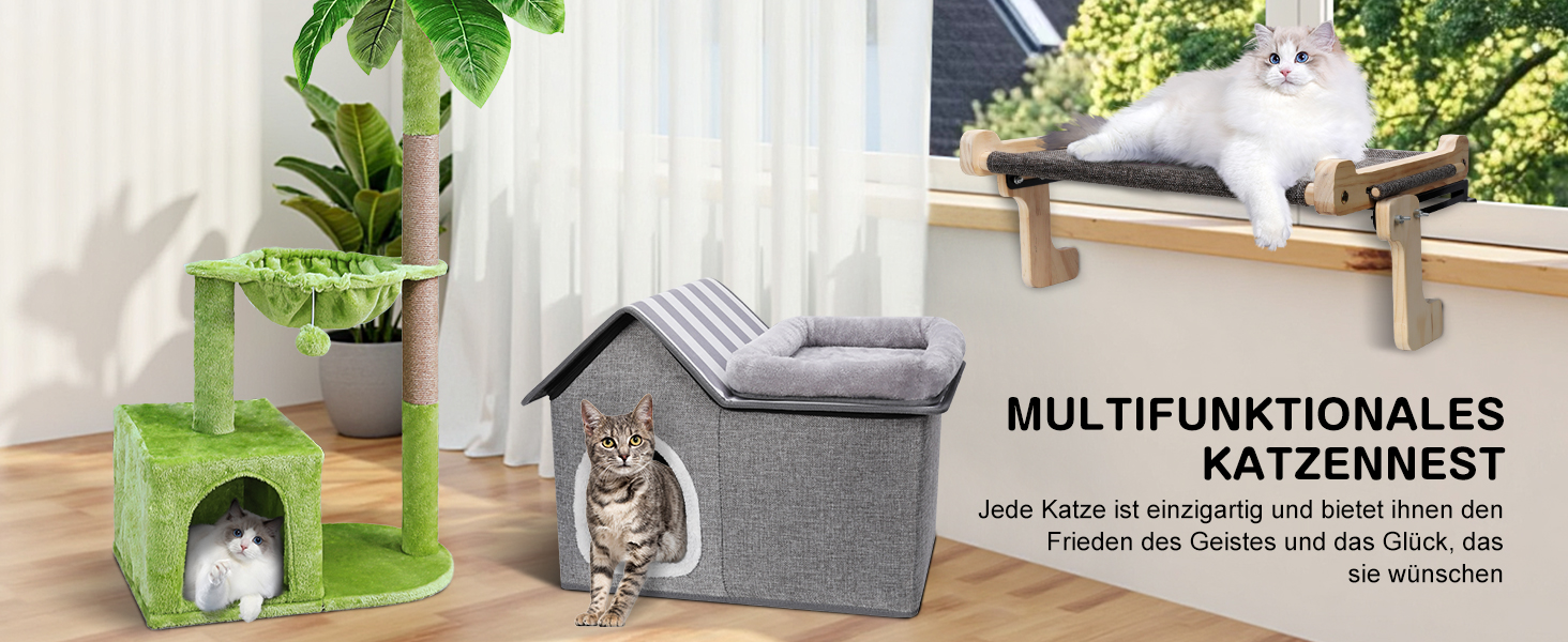 Котів гамак для вікна, лежанка для котів, міцна велика гамак для котів, дерев'яне ліжко для котів на вікно зі знімним товстим чохлом, зручне ліжко для котів на підвіконня, економне місце до 30 кг, чорний