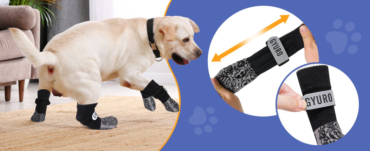 Чорні антиковзкі шкарпетки для собак (XXL) - захист лап від слизькості на твердих підлогах