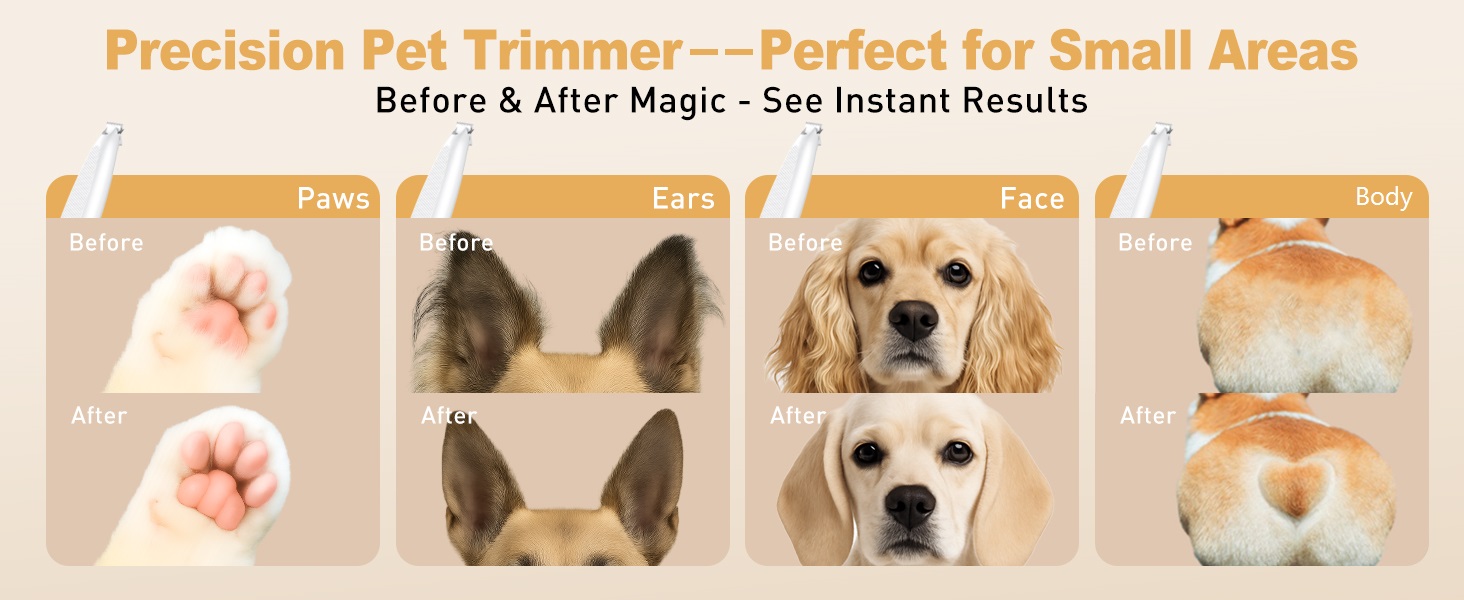 Триммер для лап собак YAZ EKY Leise - професійна машинка для грумінгу з LED-підсвічуванням, водонепроникний, USB-зарядка, для собак та котів