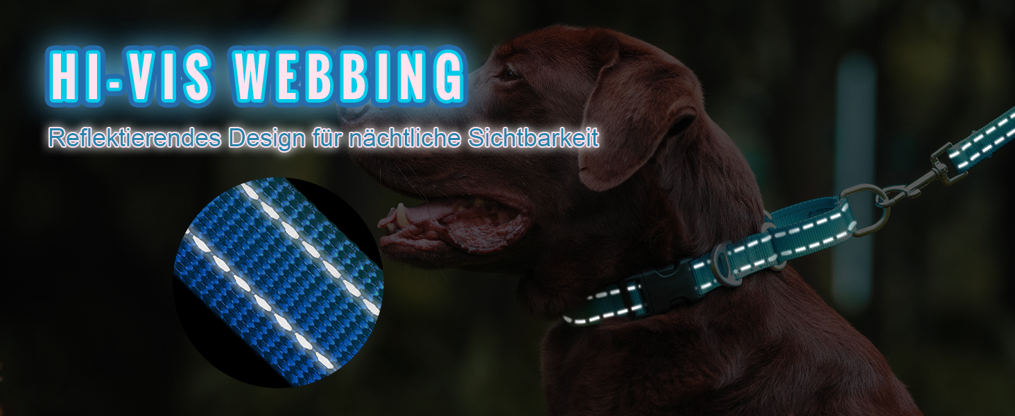 Нашийник для собак Martingale, світловідбиваючий, з зупиняючим ефектом, для великих, середніх та маленьких собак, нейлон, синій, розмір L