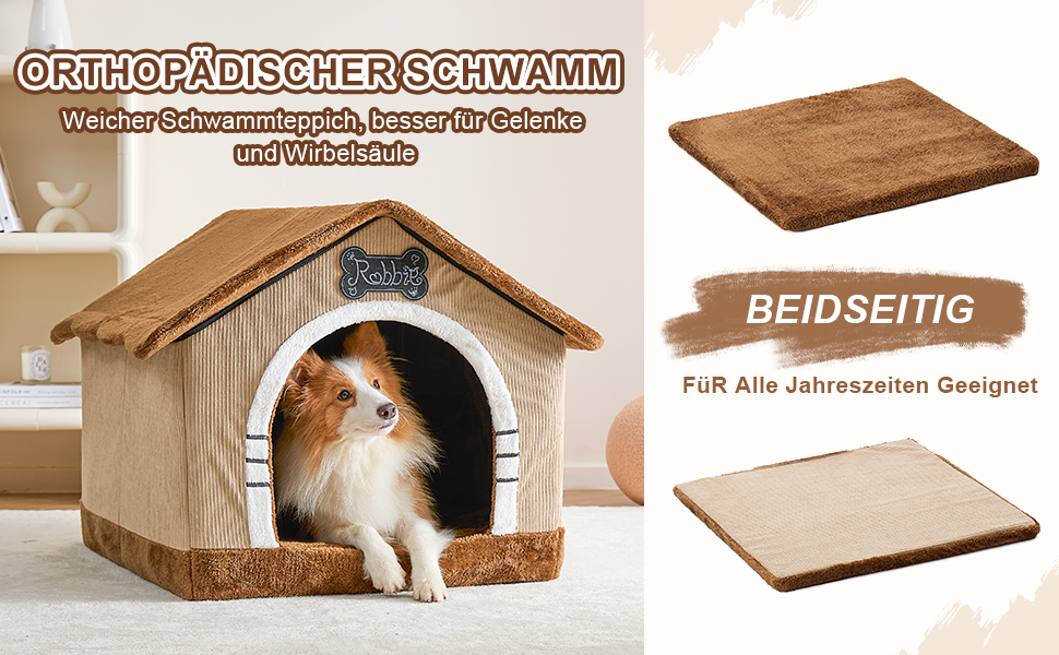 Будка для собак Jiupety, XL, 51x46x46 см, коричнева. Зручне ліжко-будка для собак вагою 7-14 кг, для дому