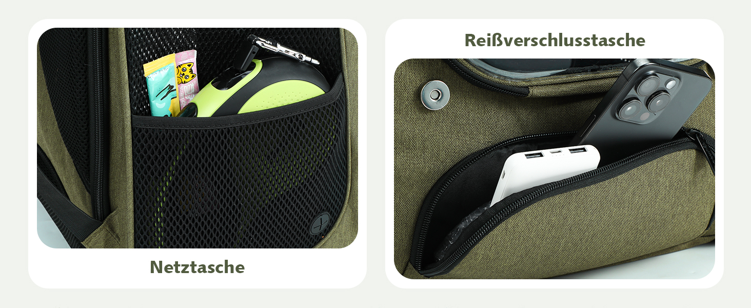 Пекют Рюкзак-переноска для кота з віконцем-бульбашкою, великий (32x26x42 см, хакі)