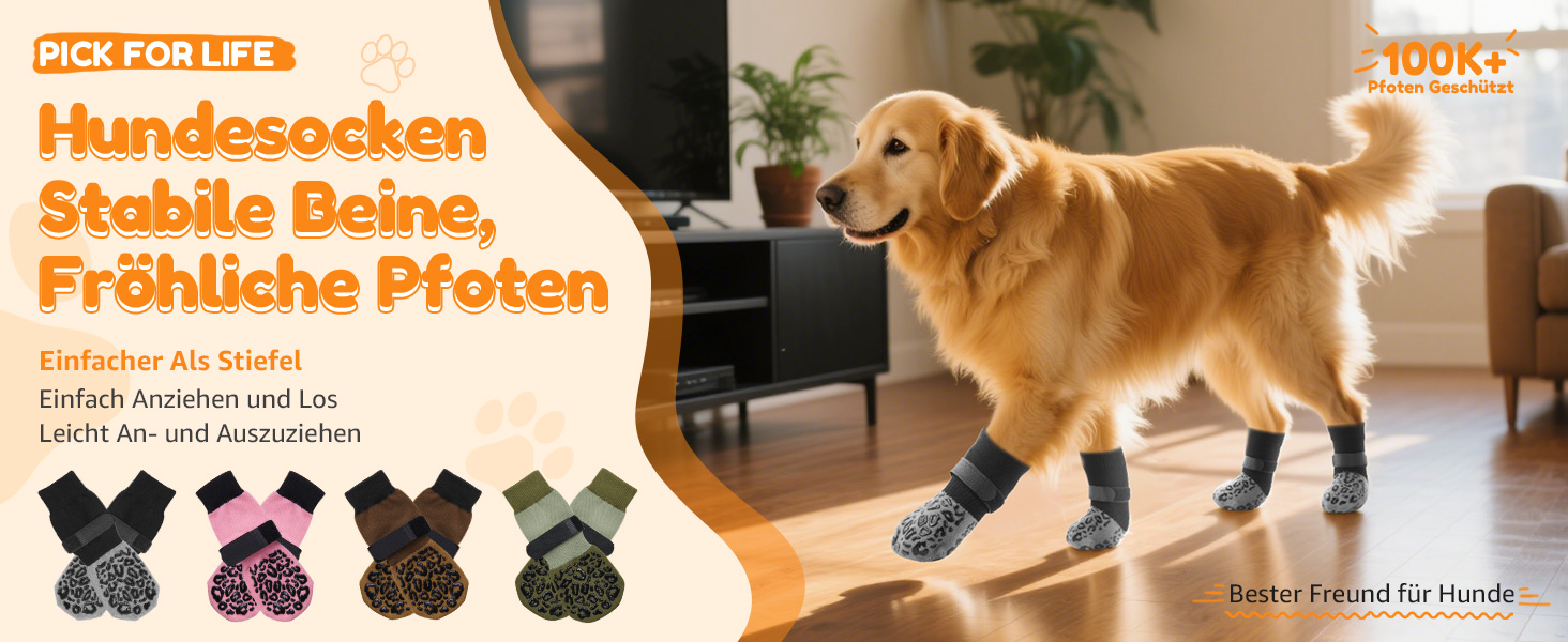 Шкарпетки для собак PICK FOR LIFE проти ковзання, 2 пари, сірі, розмір L, з регульованими ремінцями для дому