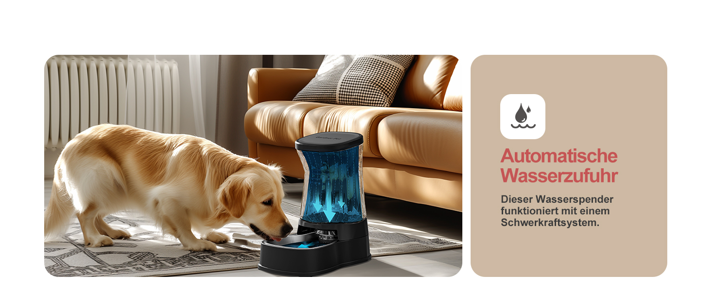 Автонапійник для собак та котів Gardner Pet 3.85л, гравітаційний диспенсер з чашею з нержавіючої сталі, сірий, без BPA
