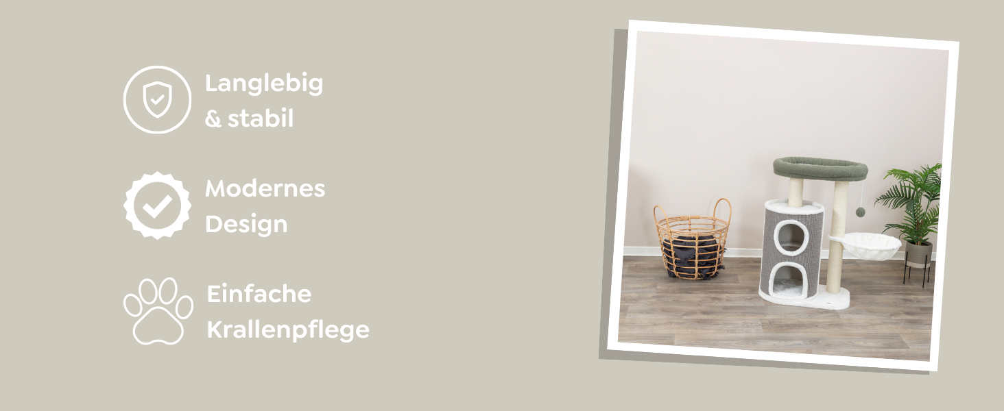 Дерево-подряпування TRIXIE Dante 114 см, бежеве – багатоярусне, з місцями для відпочинку та іграми