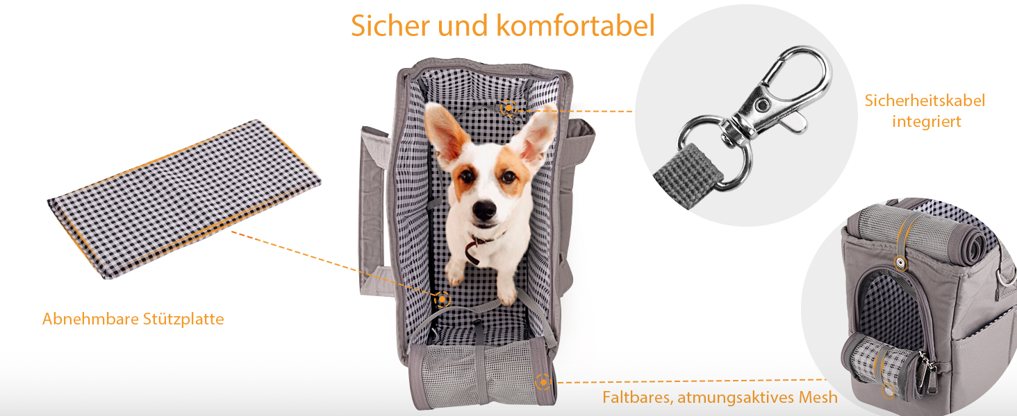 Сумка-переноска для собак та котів Maxetodo, маленька, сіра, 16 x 27 x 34 см