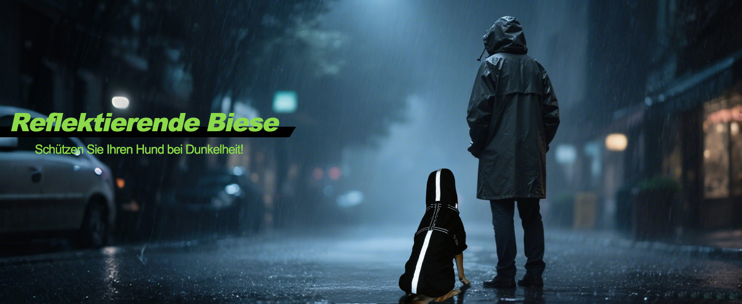 Водонепроникний дощовик для собак OUOBOB з відкидною капюшоном та світловідбиваючими смугами, H-подібне кріплення, розмір M, колір: Neon Green