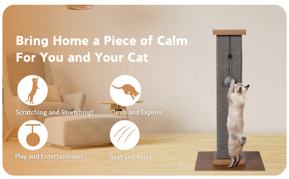 Стовпчик для дряпання котів Ultimate Heavy Duty, велика римська колона, сірий, 40x40x78 см