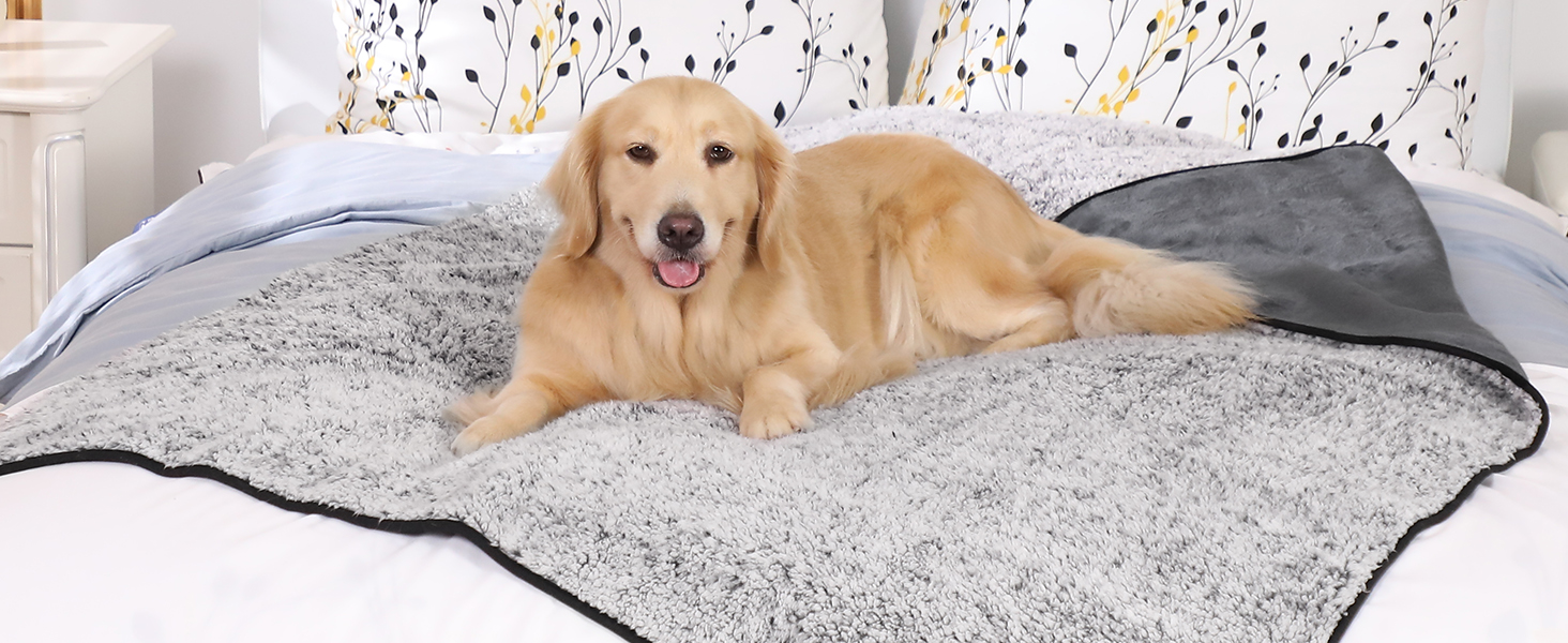 PETTOM Деки для собак Водонепроникні, Деки для собак на диван 152 x 127 см, Деки для собак з Sherpa та Flanell, Деки для домашніх тварин М'які, Можна прати в пральній машині L: 152*127 см Темно-сірий