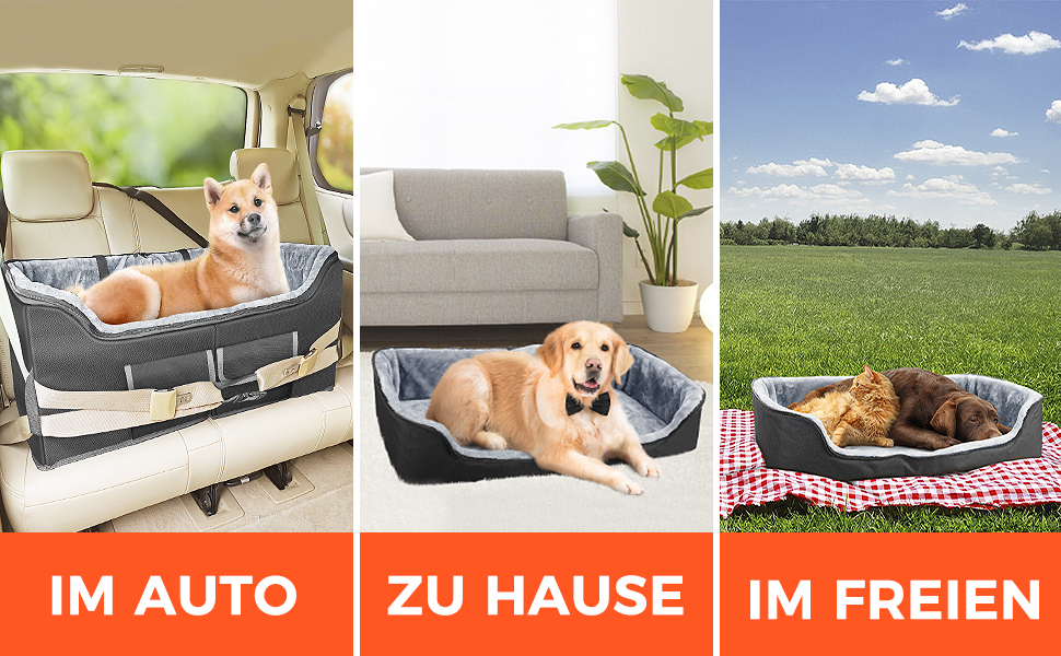 Автокрісло для собак Babenest, чорне, L - стабільне, для кількох тварин, з ременями безпеки