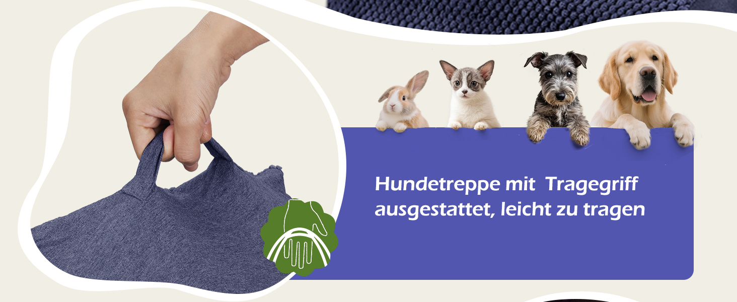 Сходинки для собак Eukue: 5 сходинок, складані, для малих та великих собак, з антиковзким покриттям, для ліжка, дивану (блакитні)