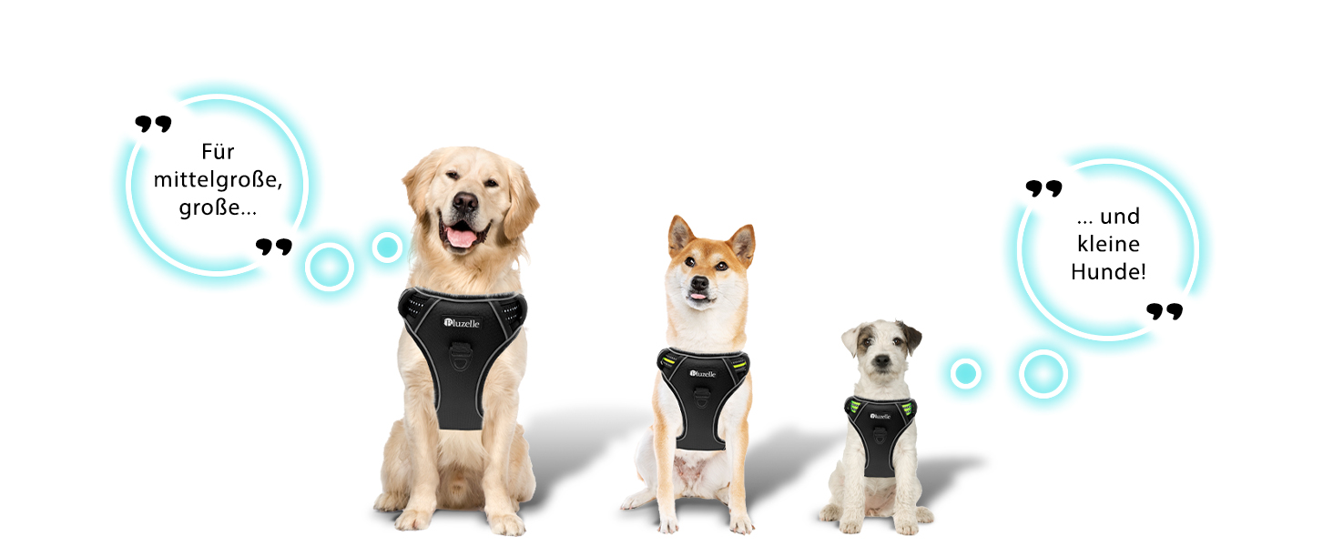 Шлейка для собак середніх порід Bluzelle з ручкою та кишенею для GPS-трекера, світловідбиваюча, дихаюча, зелена (L, чорний 3)