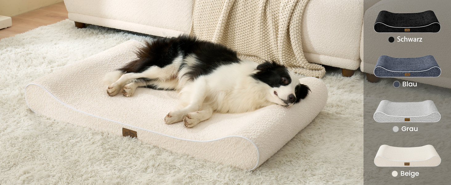 Лежанка для собак, 90x60x13 см, з високим бортиком - ортопедичний лежак для собак з корисного, водовідштовхувального та неслизького матеріалу у формі човна, підходить для собак до 29 кг, бежевий колір, розмір M