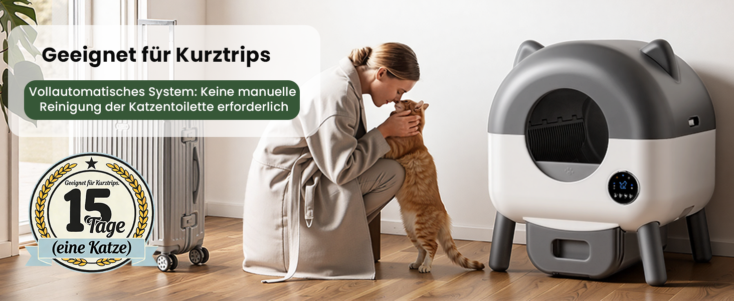 Автоматичний лоток для котів з самоочищенням 65л, 9 сенсорів, керування через додаток, захист від защемлення (сірий)