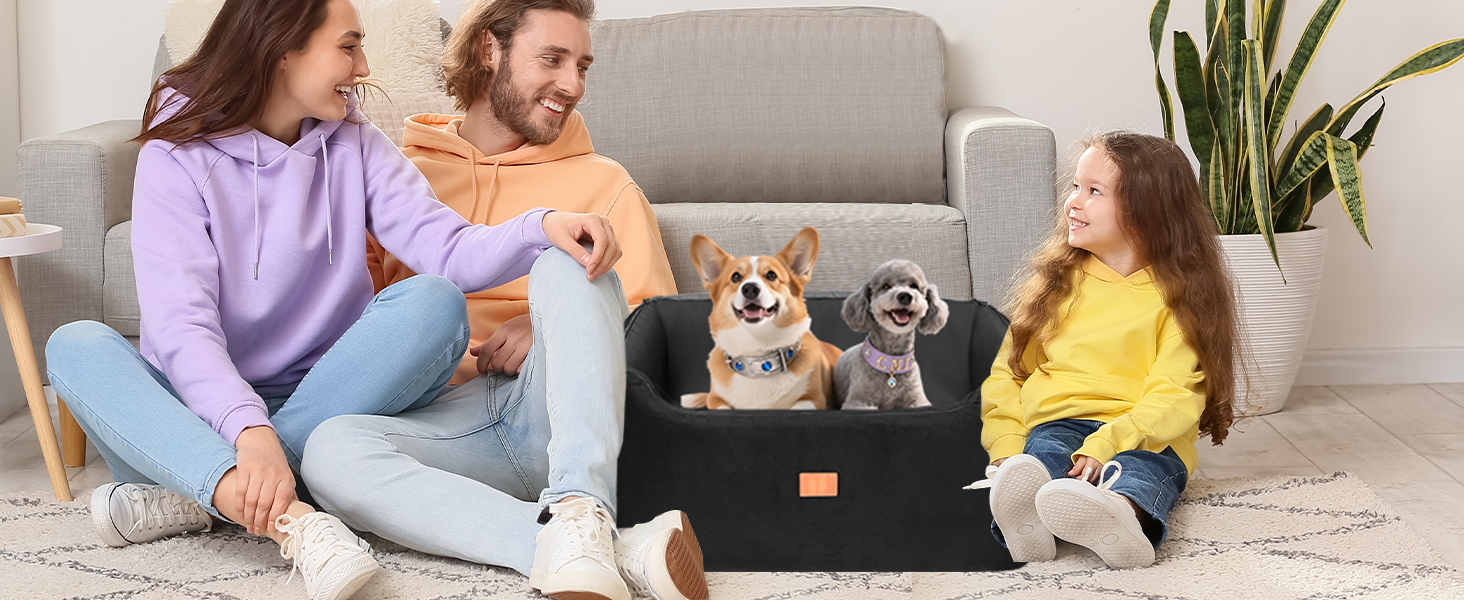 Автомобільний лежак для собак середніх та великих порід 78x55x53 см, знімний, миючий, з поводом, водонепроникний чохол, для великих собак