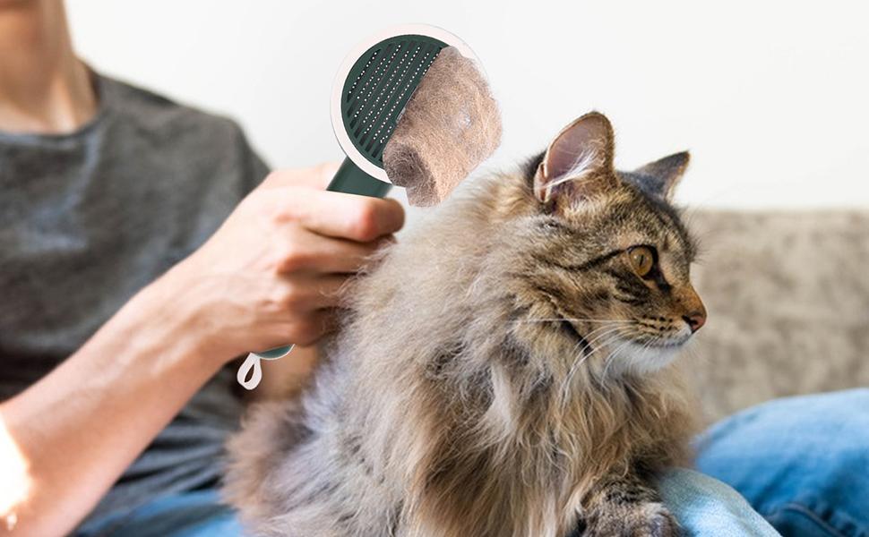 Щітка Slicker для собак та котів | Гребінець для кошенят | Ергономічна щітка з функцією UV та кнопкою випуску шерсті для щоденного догляду за тваринами, зелена