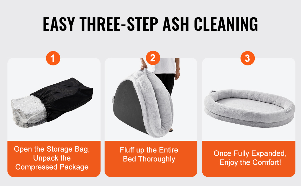 Ліжко для собак VEVOR, 1825 x 1220 x 254 мм, сіре, з ортопедичною піною та штучним хутром, для дорослих собак, з сумкою для зберігання