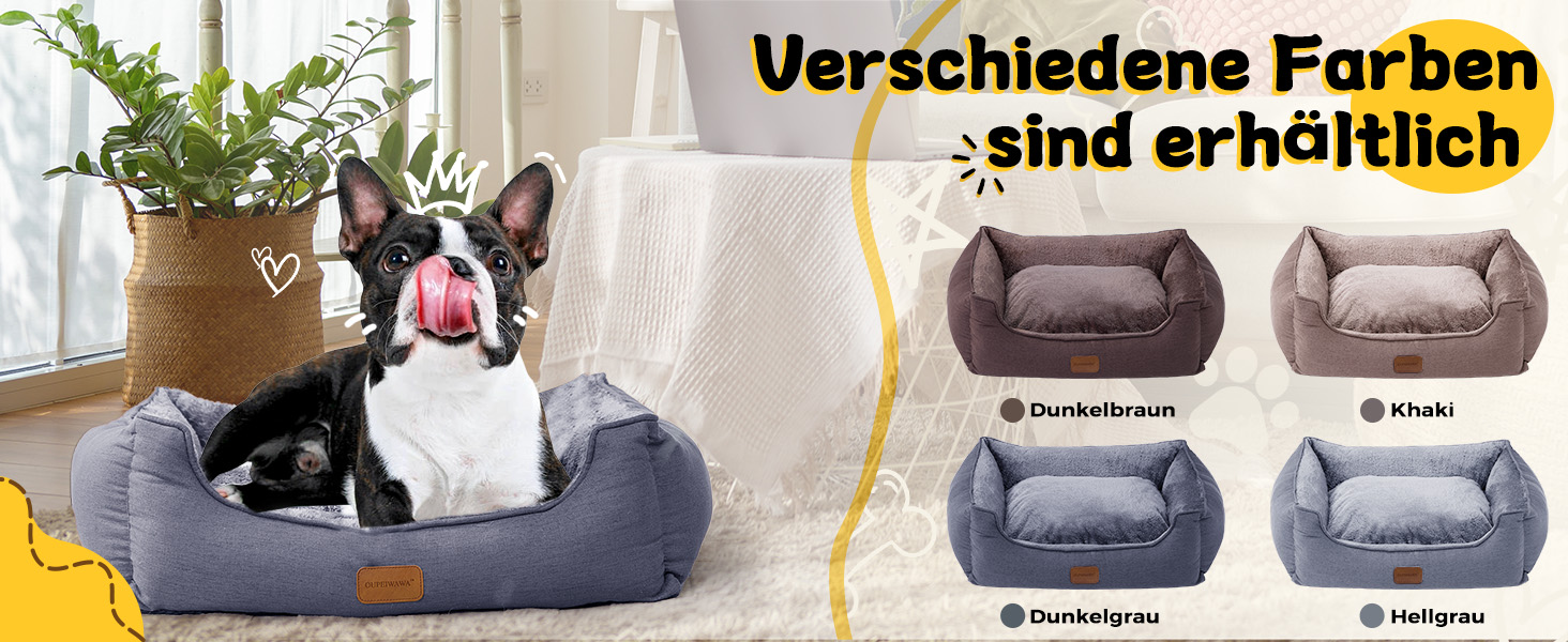 Ортопедичне ліжко для собак, малого та середнього розміру, 52x41x16 см, м'яке та комфортне, кошик для собак з високим бортиком, знімний та пральний чохол, неслизьке, для дому та автомобіля (темно-сірий, S)