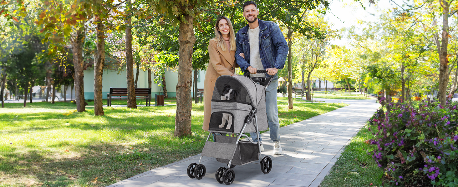 Візок для собак YITAHOME - переноска для тварин до 15 кг, сірий