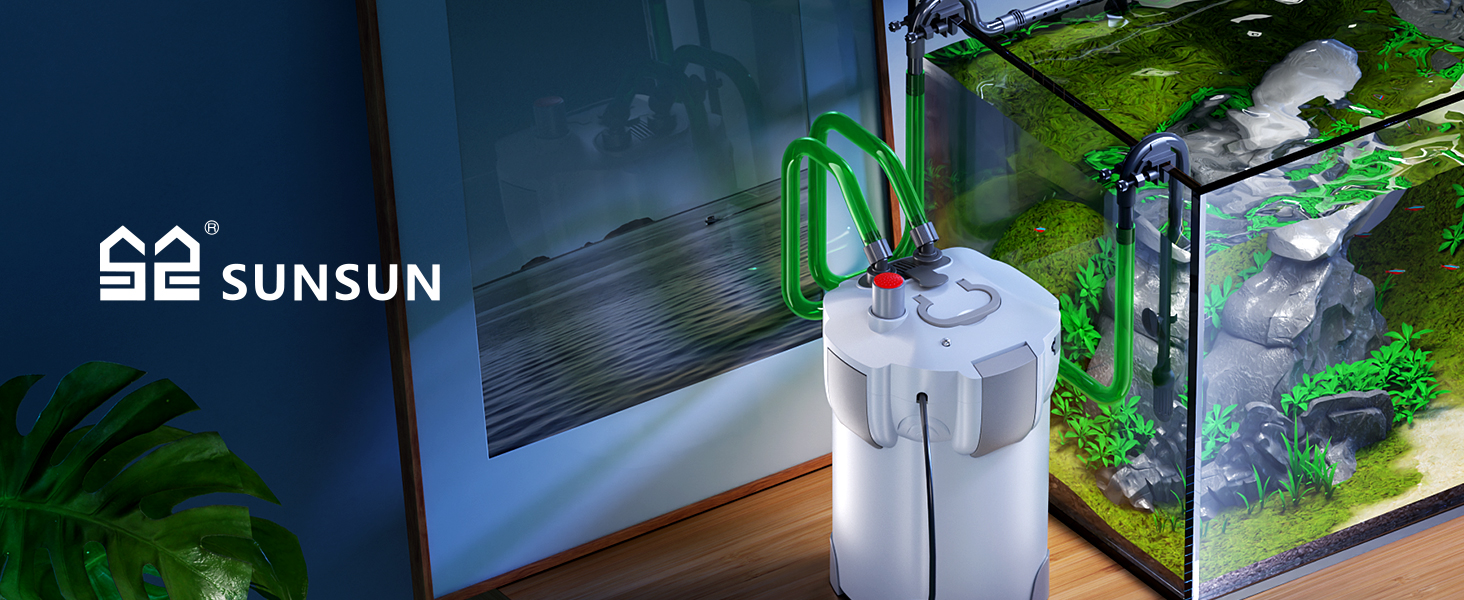 Акваріумний зовнішній фільтр SunSun HW-403B з УФ-лампою 9 Вт, 1400 л/год, 3 ступені фільтрації