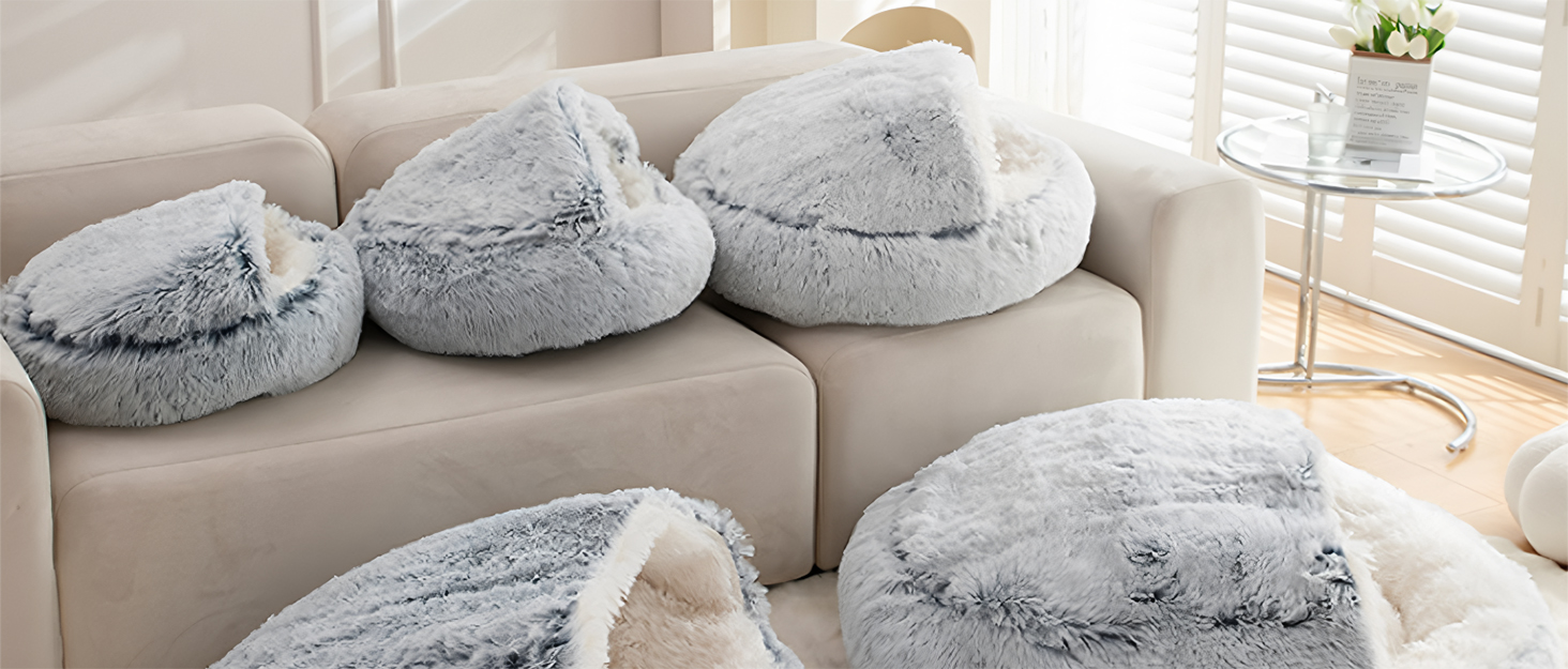 Кругле лежанка для собак та котів Lingxiya, 50 см, коричневий, плюшеве гніздо з антиковзаючою основою