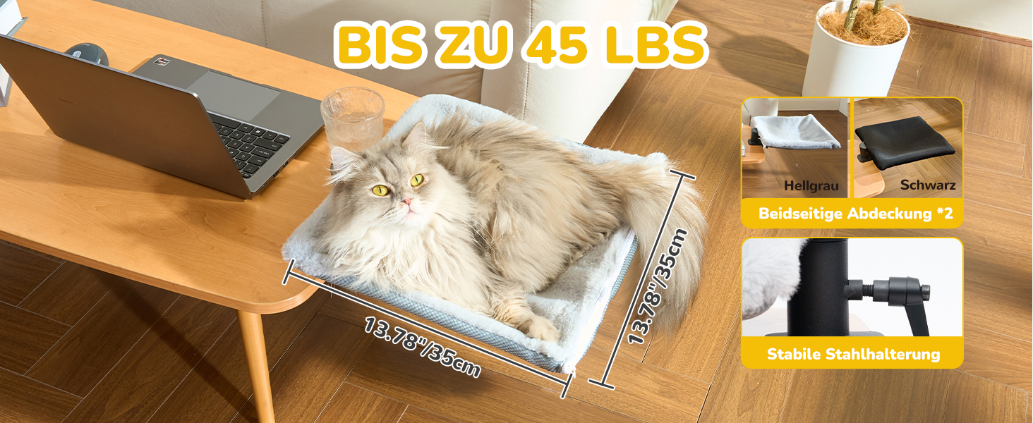 Підвісне ліжко для котів CATISM 360° - зручне котяче ліжко-гамак, сіре, 36x38 см, до 20 кг