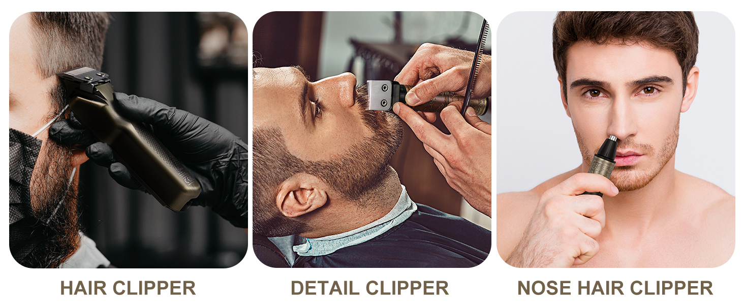 Електрична машинка для стрижки волосся Hatteker Profi: триммер для бороди, тіла та довгого волосся, водонепроникна (Бронза 2)