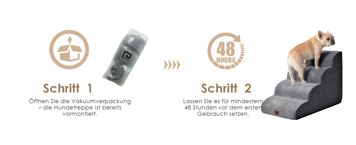 Сходинки для собак EHEYCIGA - 50 см, сірі. Зручні сходи для маленьких собак до дивану/ліжка. 4 сходи, матеріал - високощільний губчастий, з антиковзким покриттям та знімним чохлом. Розміри: 72 x 40 x 50 см.