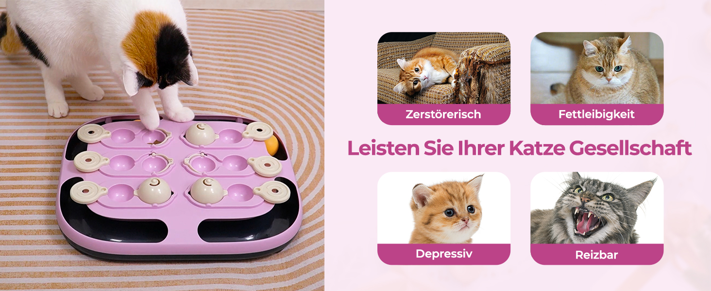 Інтерактивна іграшка для котів LACCEN 2-в-1 з м'ячиком-трекером та дозатором ласощів, пазл-іграшка для кошенят та дорослих котів, фіолетовий колір