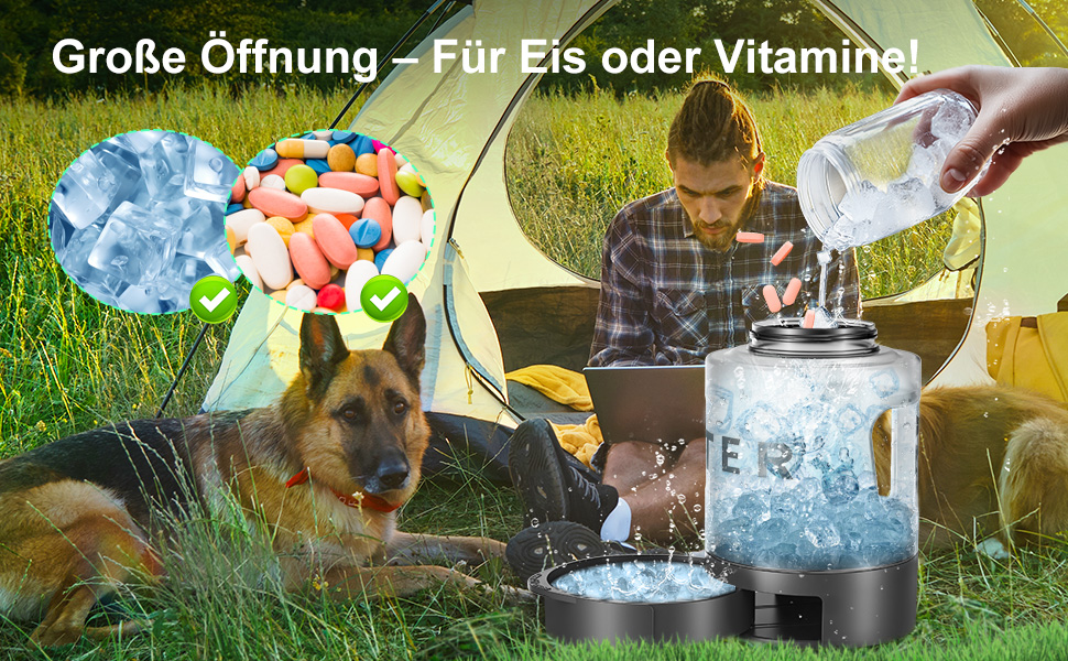 Водяна пляшка для собак Lesotc 2200 мл, велика, чорна – для подорожей та кемпінгу