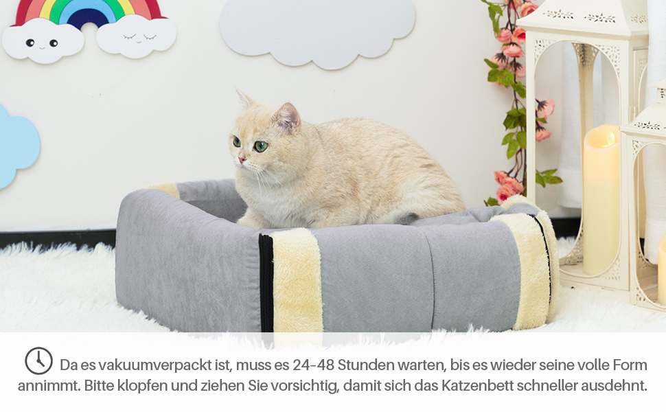 Кішечка Hollypet: ліжко для котів та маленьких собак, 2-в-1, тепле гніздо-печера з кришталевої оксамиту, сірий колір, для дому та вулиці