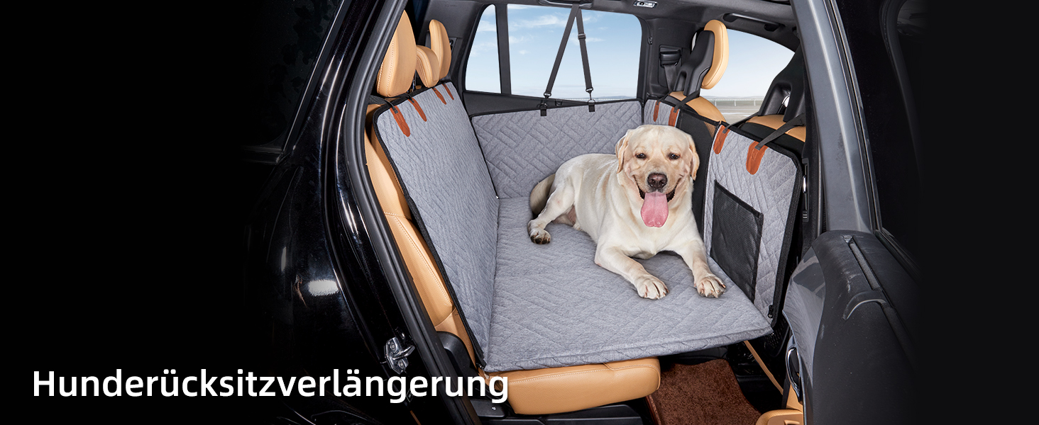 Задній сидіння для собак, жорсткий піддон (132x63,5 см), вантажопідйомність 40 кг, неслизька тканина Oxford для SUV/Kombi/Pick-up (Сірий, універсальний)