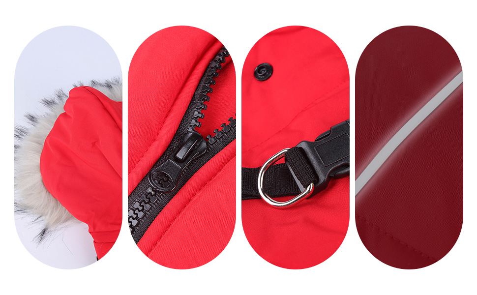 Тепла зимова жилетка для собак з начосом, світловідбиваючими смугами, червона (M)