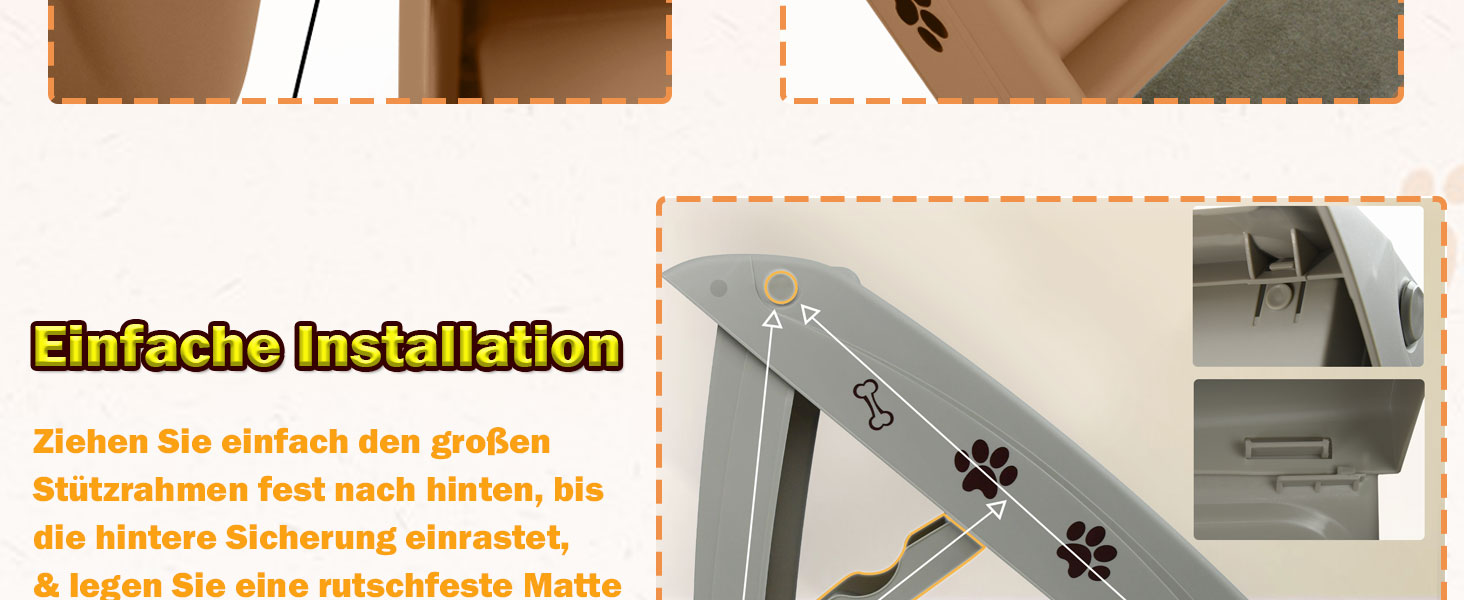 Сходинка для собак і котів SUBTLETY: складана, пластикова, з 4 протиковзкими сходинками, до 75 кг (колір: коричневий)